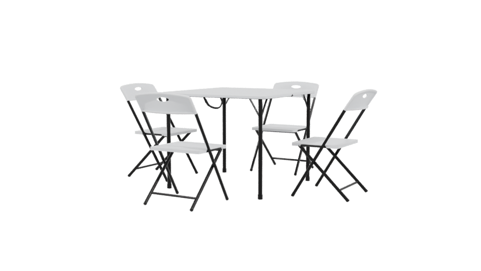 Minimalist Folding Table Set 3D - Professional 3D Model Render 3