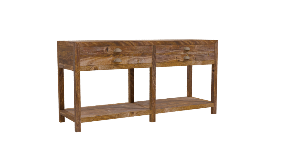 Rustic Wooden Console Table Model - Professional 3D Model Render 10