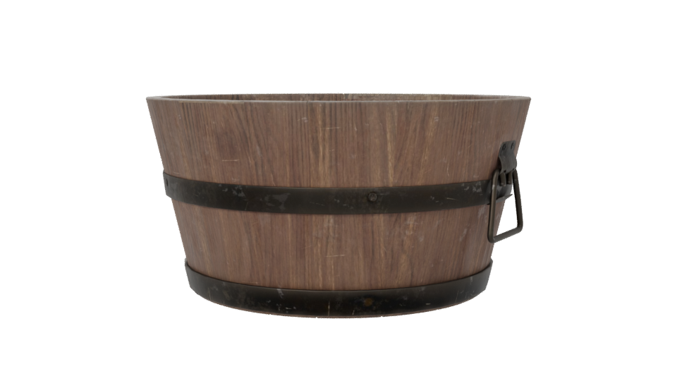Rustic Wooden Bucket Model - Professional 3D Model Render 6