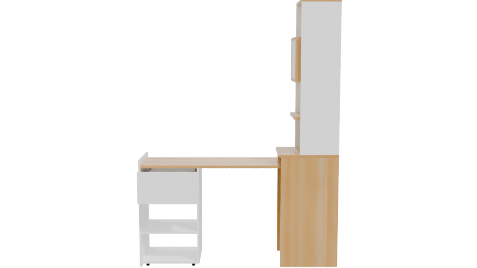 Contemporary Wooden Office Desk with Storage - Professional 3D Model Render 11