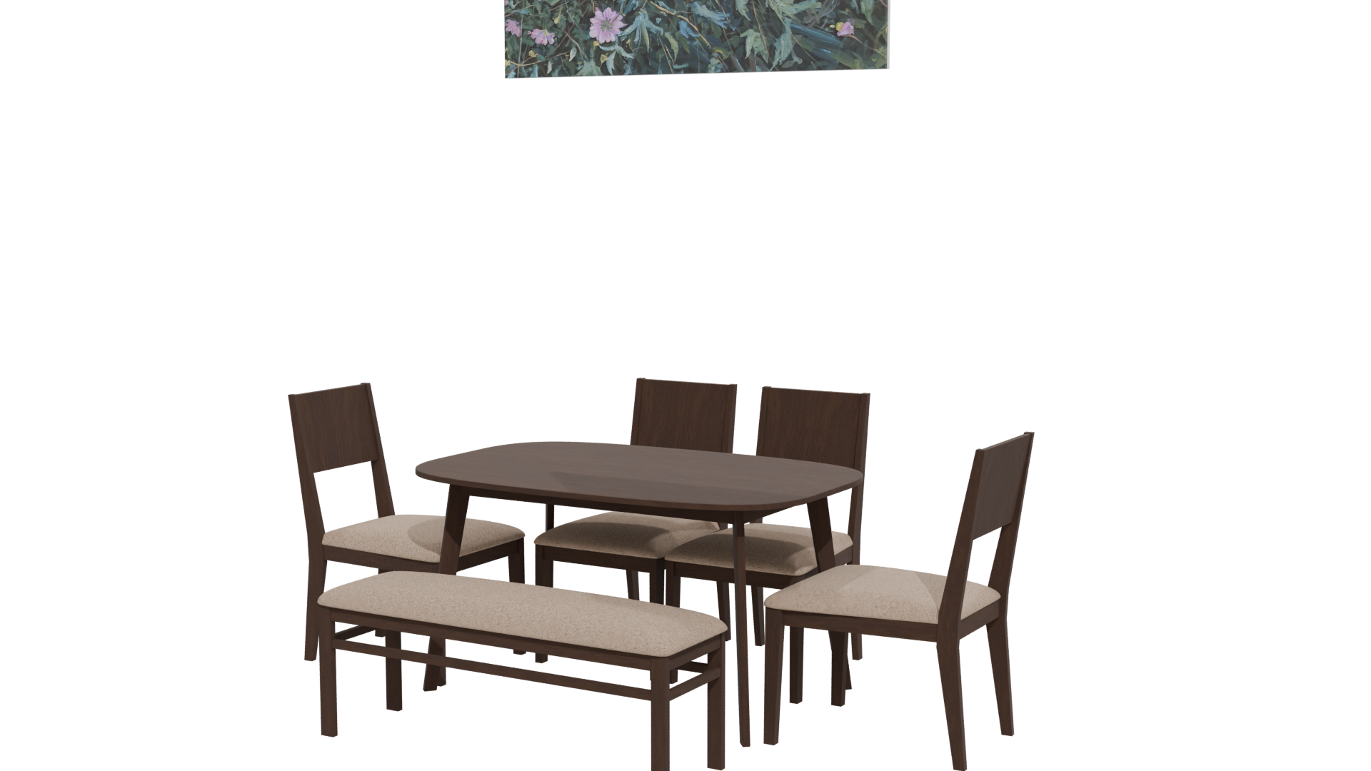 Stylish Wooden Dining Set 3D - Professional 3D Model Render 12