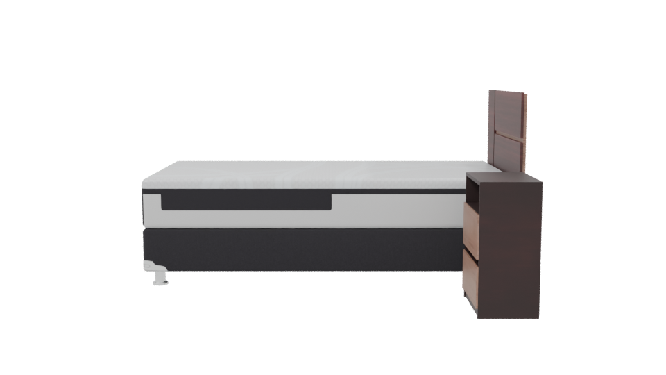 Stylish Minimalist Single Bed with Nightstand 3D Model - Professional 3D Model Render 2