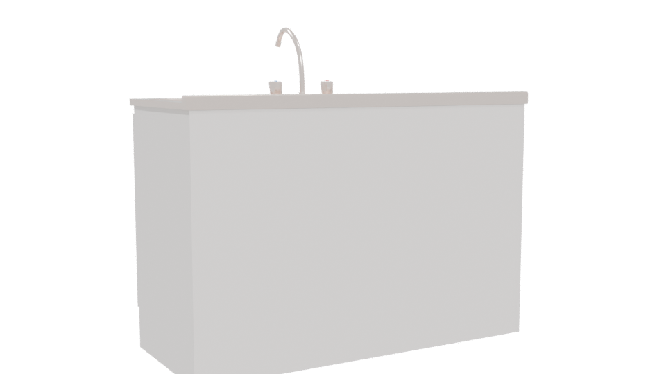 Minimalist Kitchen Sink Unit 3D - Professional 3D Model Render 4