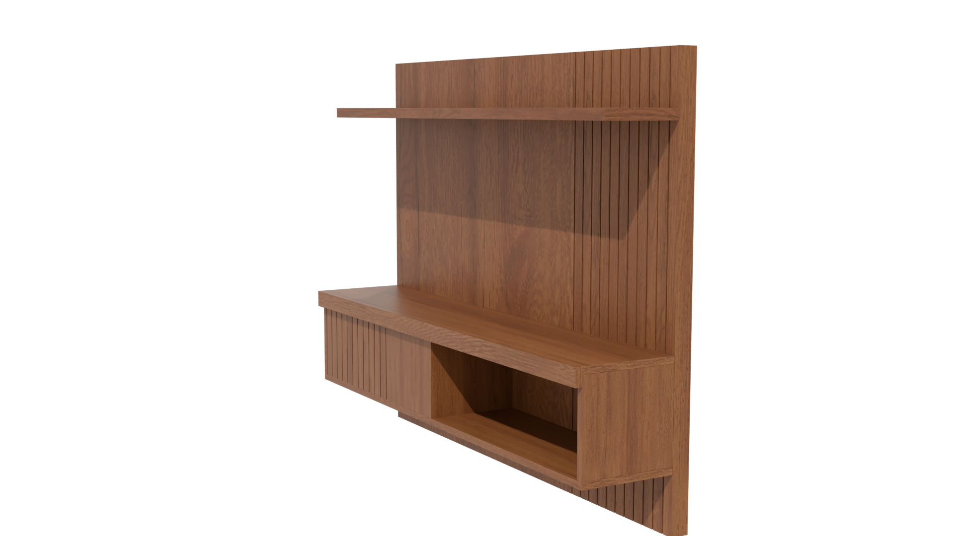 Stylish Modern Wooden Wall Shelf 3D Model - Professional 3D Model Render 13