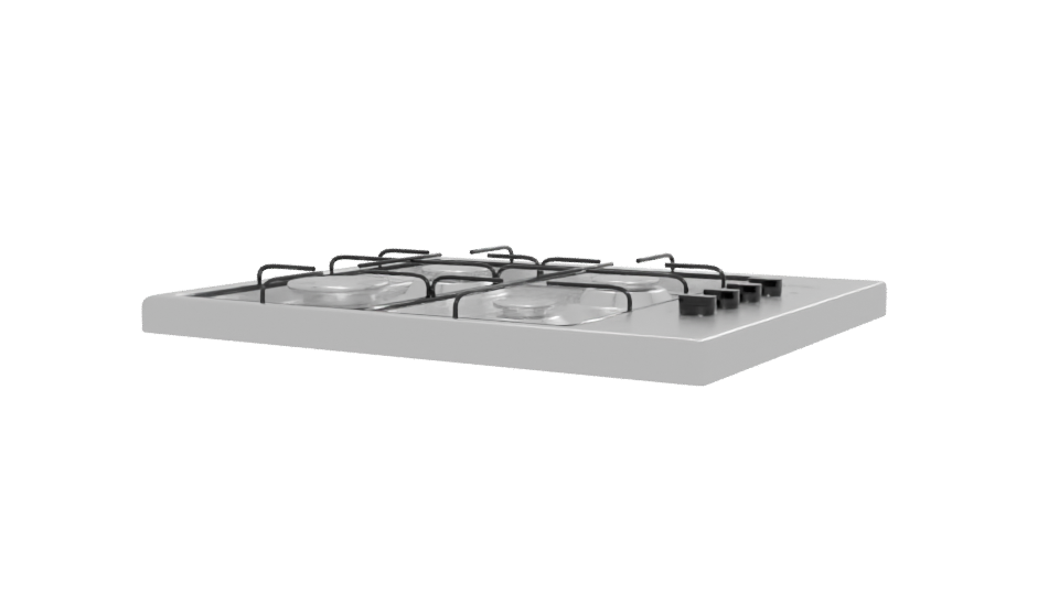 Gas Cooktop 3D Model 60 cm - Professional 3D Model Render 12
