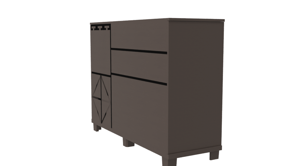 Stylish Modern Glass-Front Cabinet - Professional 3D Model Render 7