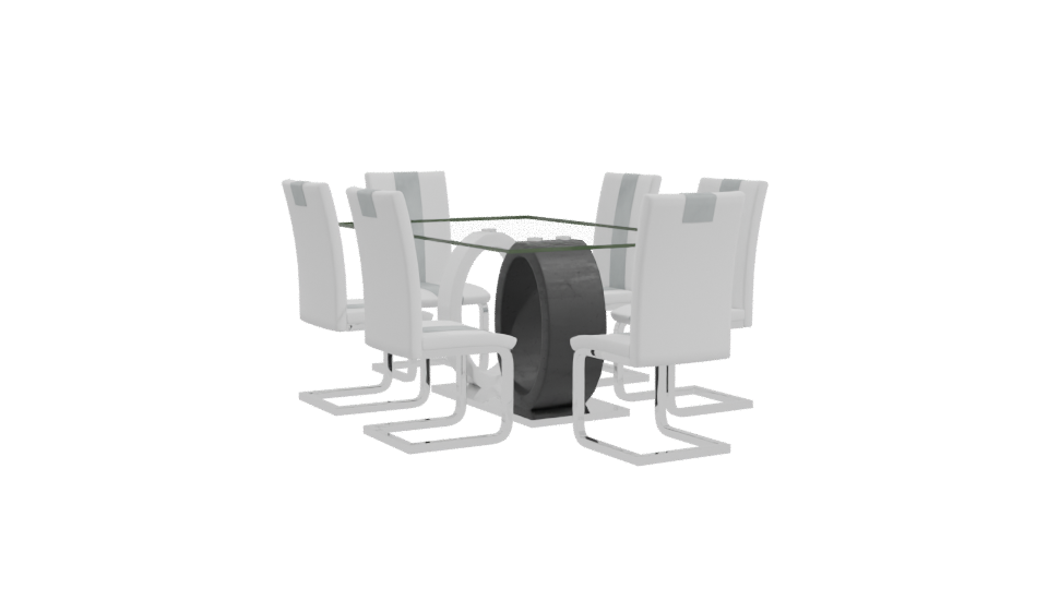 Stylish Glass Dining Table Set - Professional 3D Model Render 10