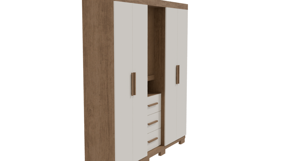 Stylish Wooden Wardrobe 3D Model - Professional 3D Model Render 9