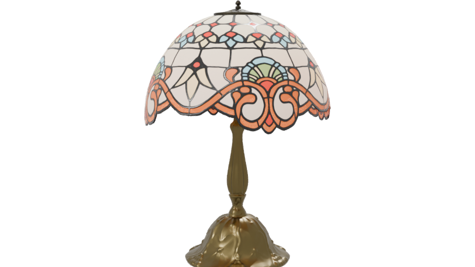 Vintage Stained Glass Table Lamp - Professional 3D Model Render 7