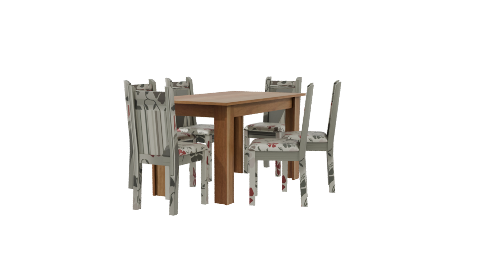 Stylish Wooden Dining Table Set - Professional 3D Model Render 3