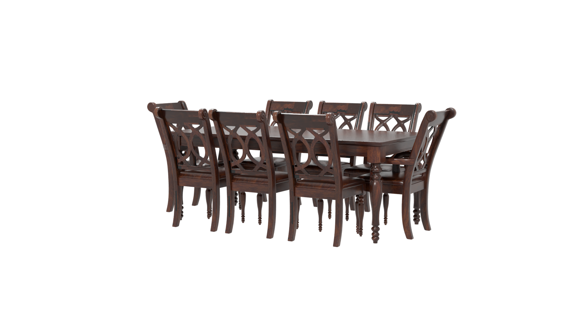 Wooden Dining Table Set 3D - Professional 3D Model Render 6