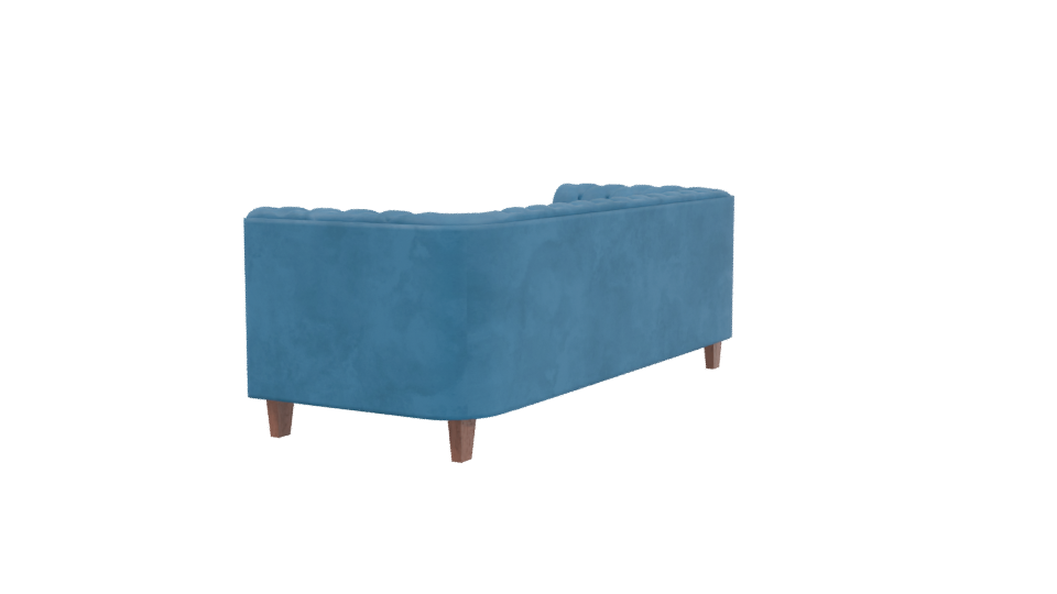 Stylish Blue Upholstered Sofa - Professional 3D Model Render 3