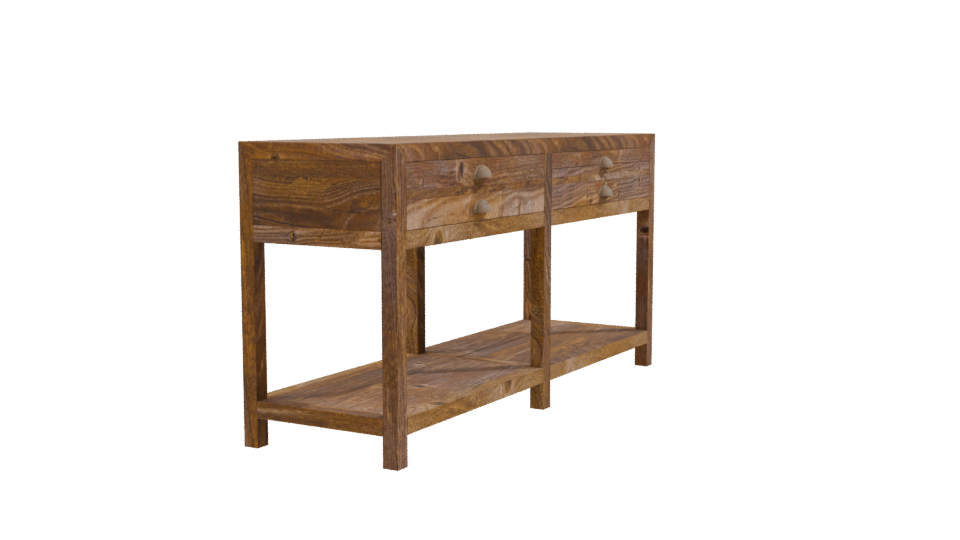Rustic Wooden Console Table Model - Professional 3D Model Render 9