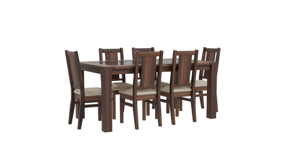 Stylish Wooden Dining Table Set - Professional 3D Model Render 10