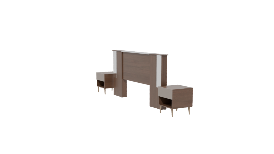 Stylish Wooden Bed Frame Set - Professional 3D Model Render 13