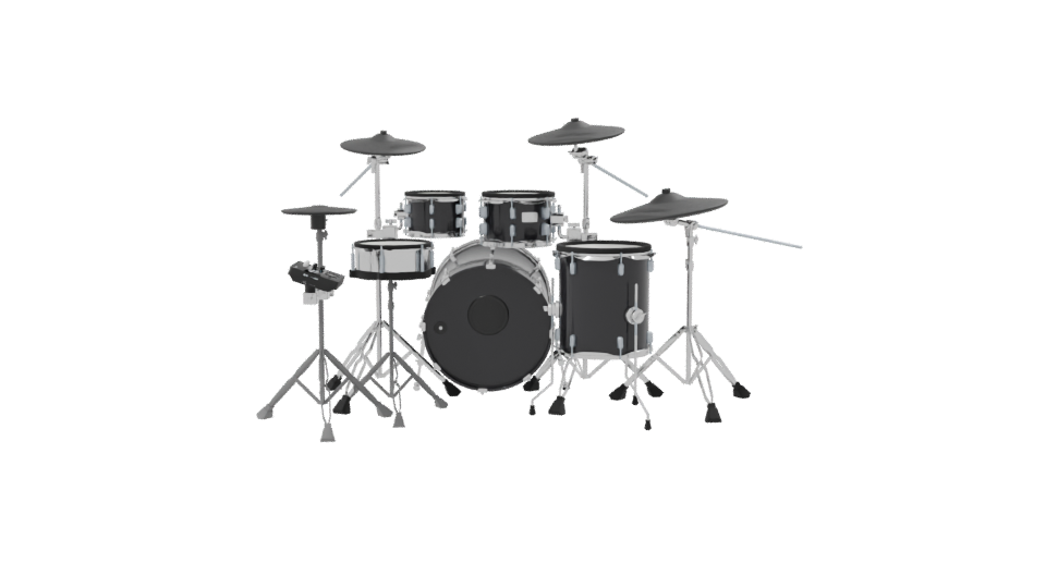 Realistic Black Drum Set 3D - Professional 3D Model Render 8