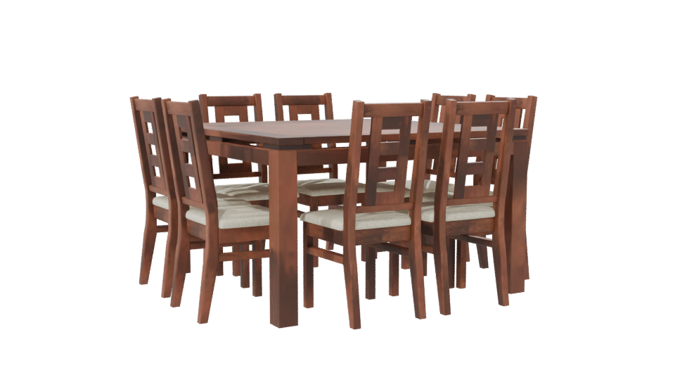 Stylish Wooden Dining Table Set 3D Model - Professional 3D Model Render 7