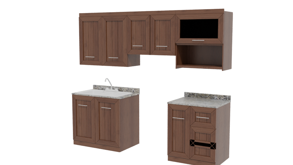 Stylish Kitchen Cabinet Set 3D - Professional 3D Model Render 12