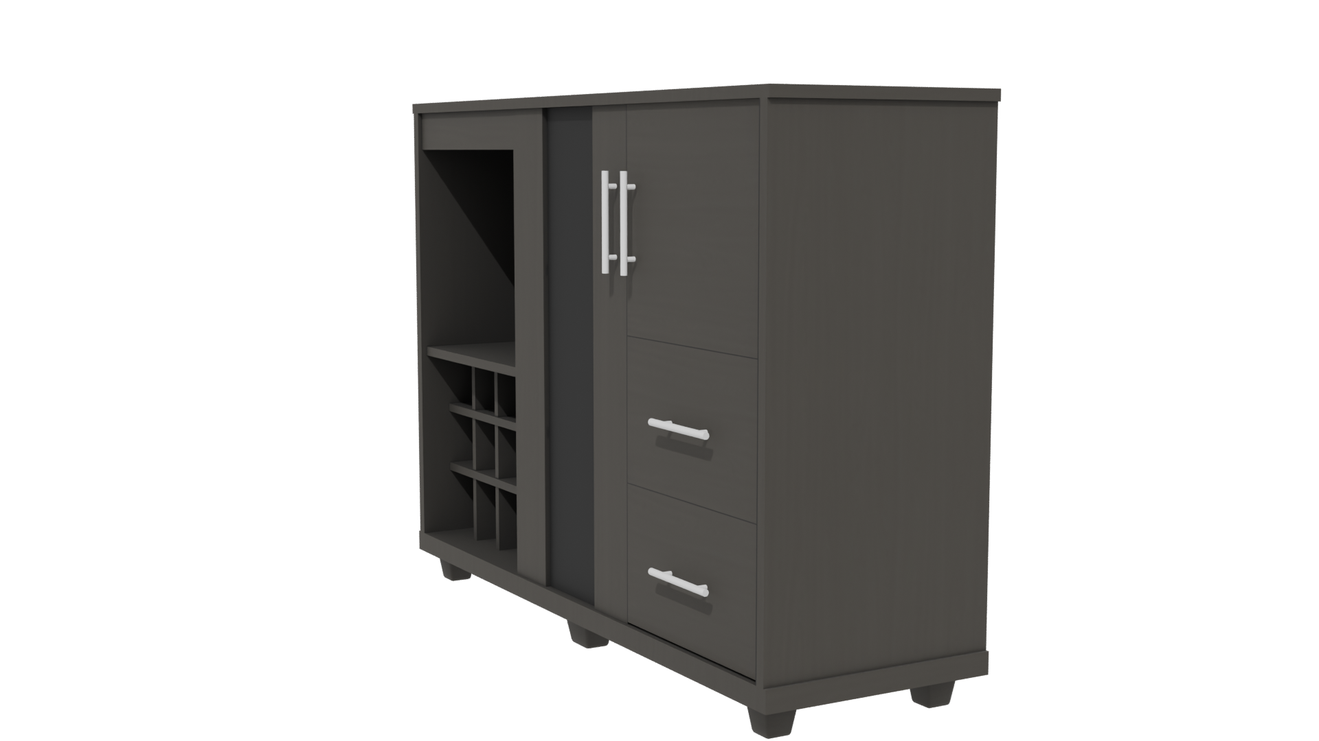 Contemporary Wooden Cabinet with Glass Doors 3D Model - Professional 3D Model Render 13