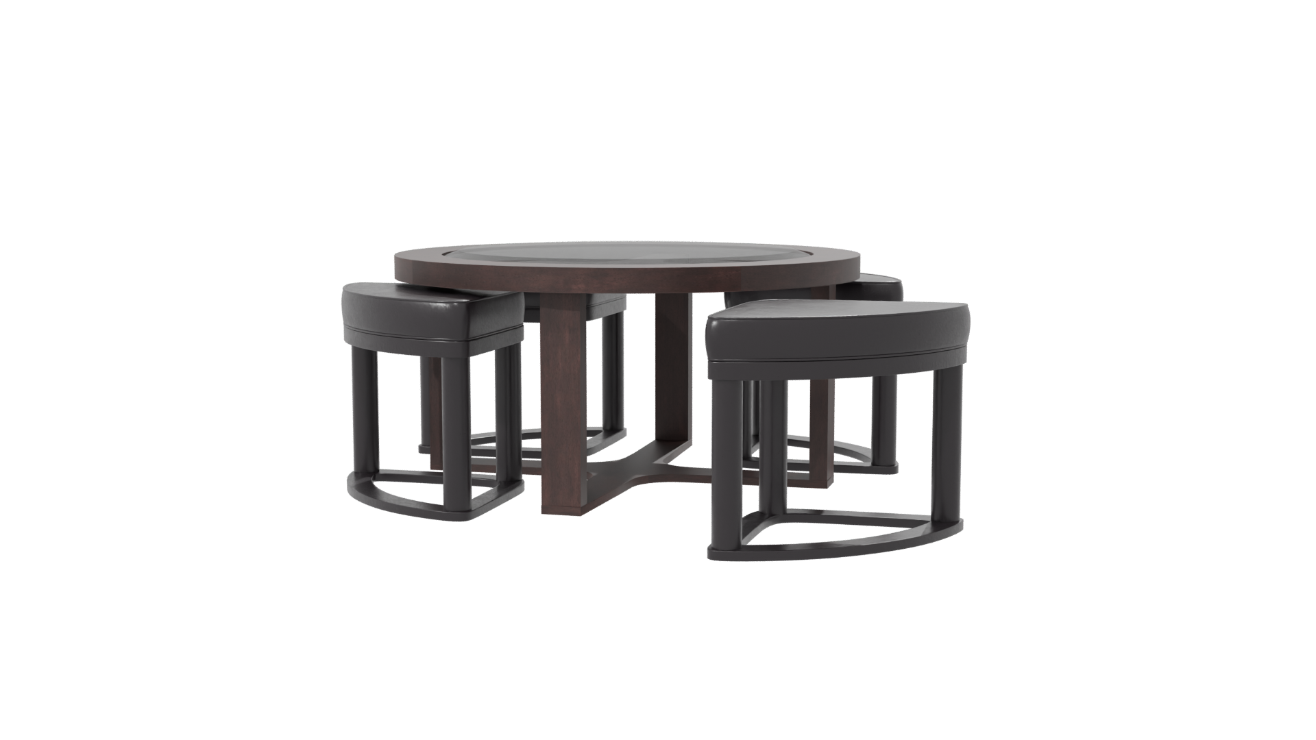Modern Round Dining Table Set - Professional 3D Model Render 7