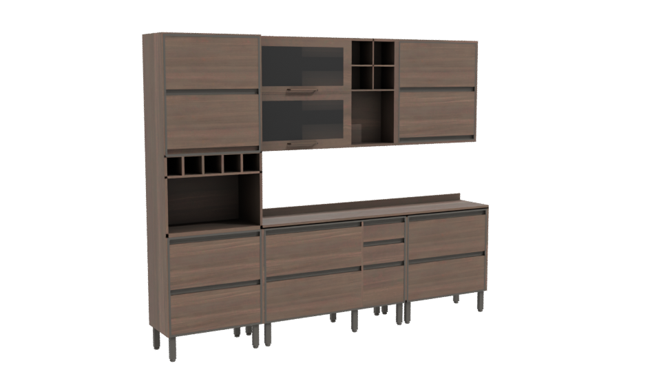 Contemporary Wooden Cabinet Model - Professional 3D Model Render 10