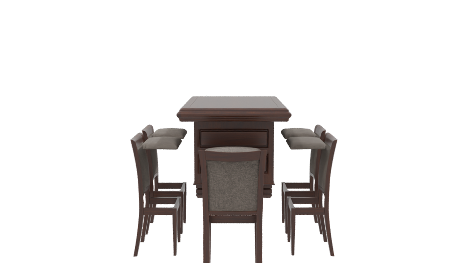 Elegant Wooden Dining Table Set - Professional 3D Model Render 8