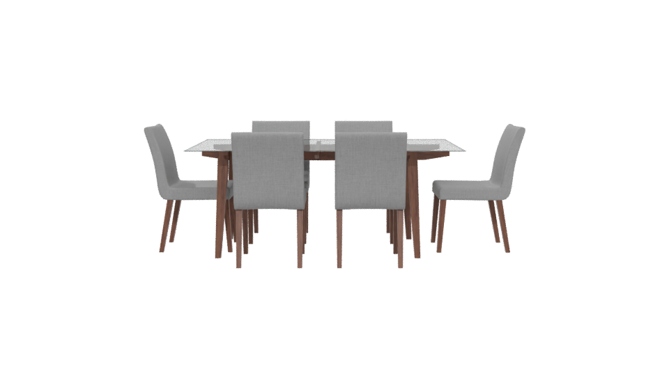 Stylish Wooden Dining Table Set - Professional 3D Model Render 5