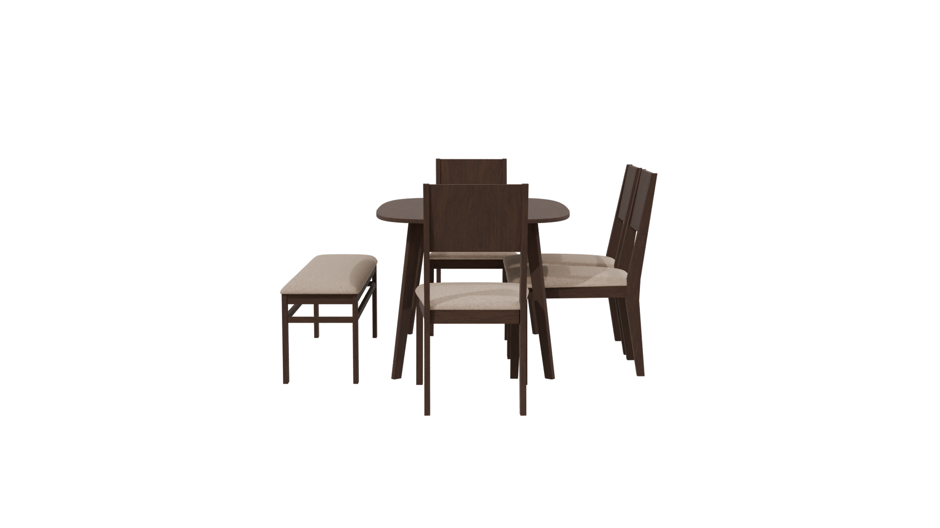 Stylish Wooden Dining Set 3D Model - Professional 3D Model Render 2
