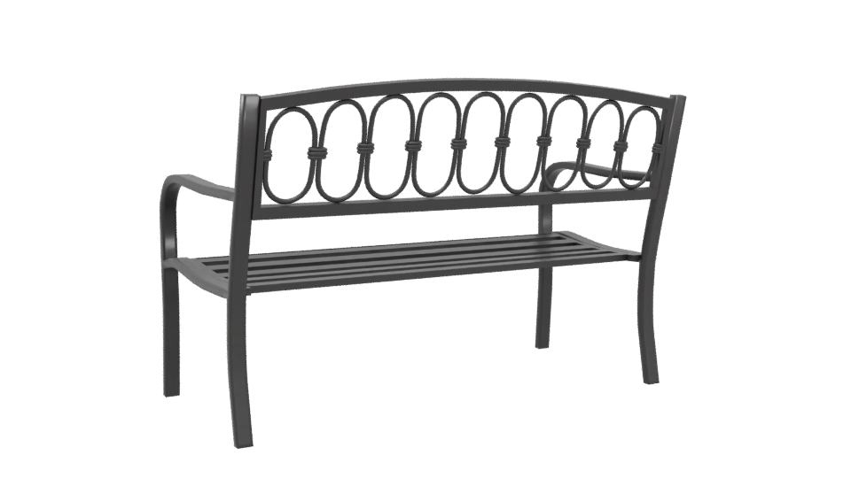 Stylish Outdoor Metal Bench 3D - Professional 3D Model Render 4