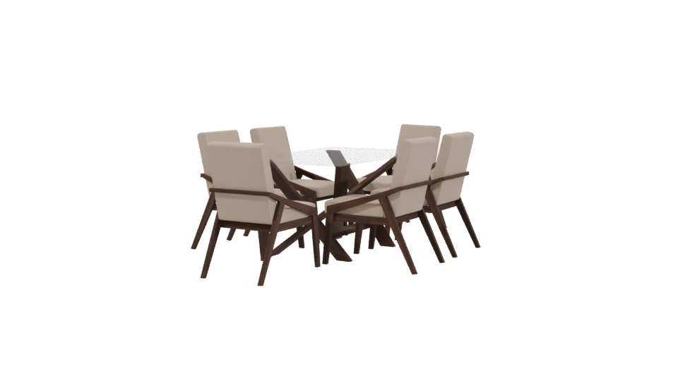 Stylish Glass Dining Table Set - Professional 3D Model Render 3