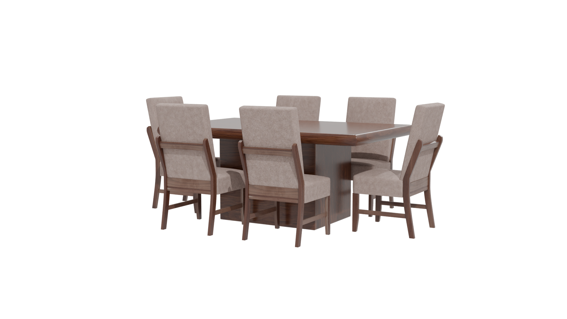 Stylish Wooden Dining Table Set - Professional 3D Model Render 21