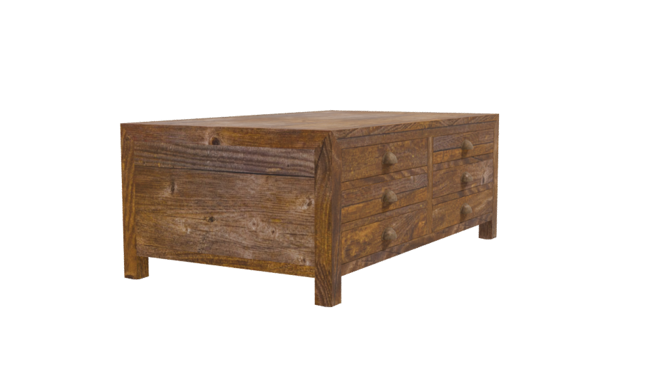 Vintage Wooden Storage Table Model - Professional 3D Model Render 9
