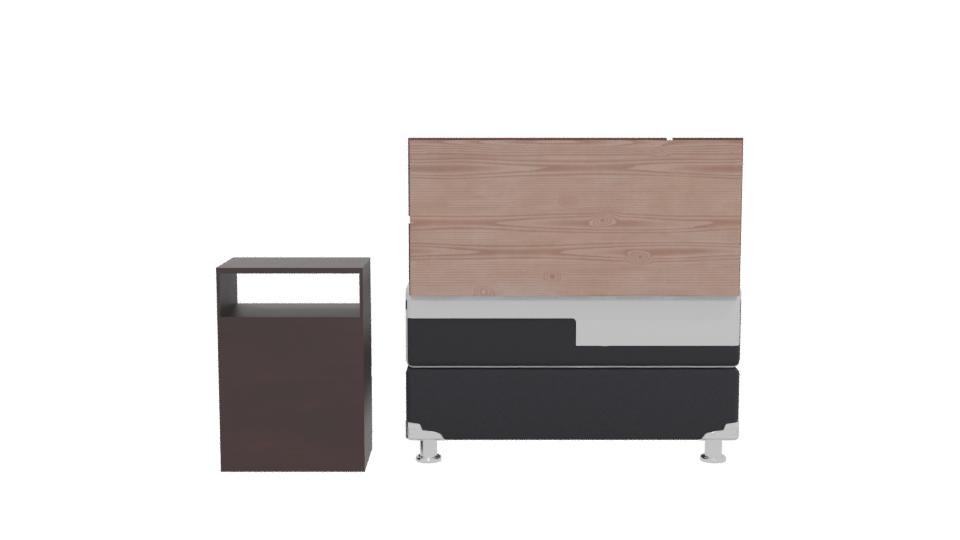 Stylish Minimalist Single Bed with Nightstand 3D Model - Professional 3D Model Render 5