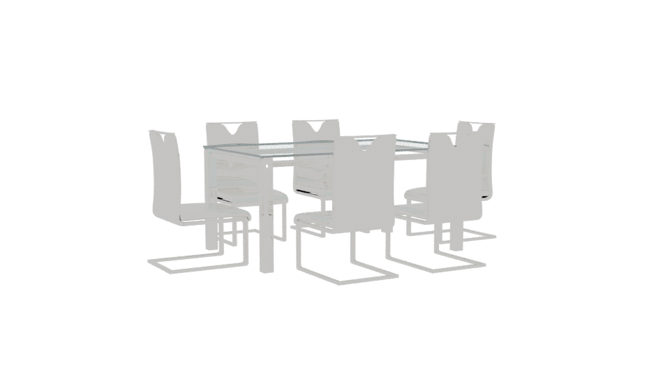 Modern Glass Dining Table Set - Professional 3D Model Render 4