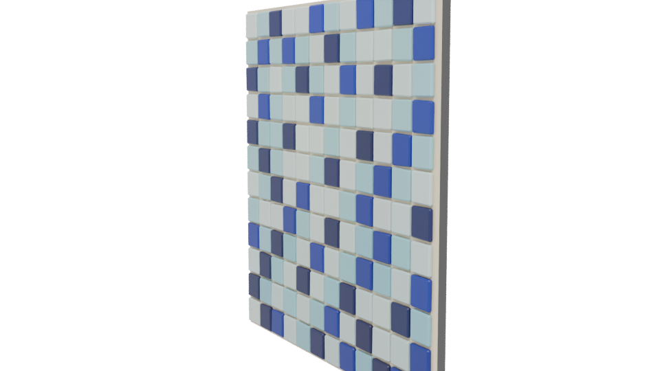 Stylish Blue Mosaic Tile Wall 3D Model - Professional 3D Model Render 13