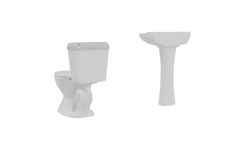 Elegant Bathroom Sink and Toilet - Professional 3D Model Render 4