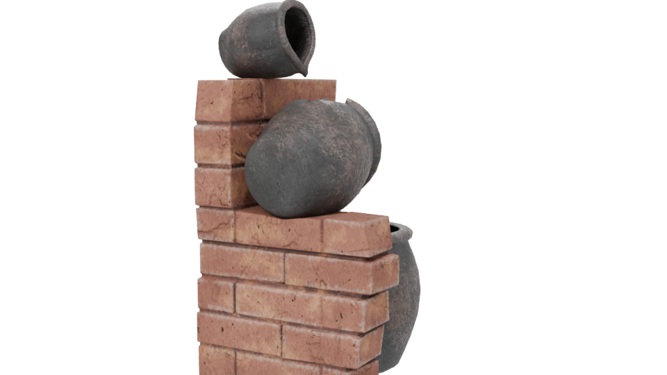 Stylized Ancient Pottery with Brick Structure 3D Model - Professional 3D Model Render 6