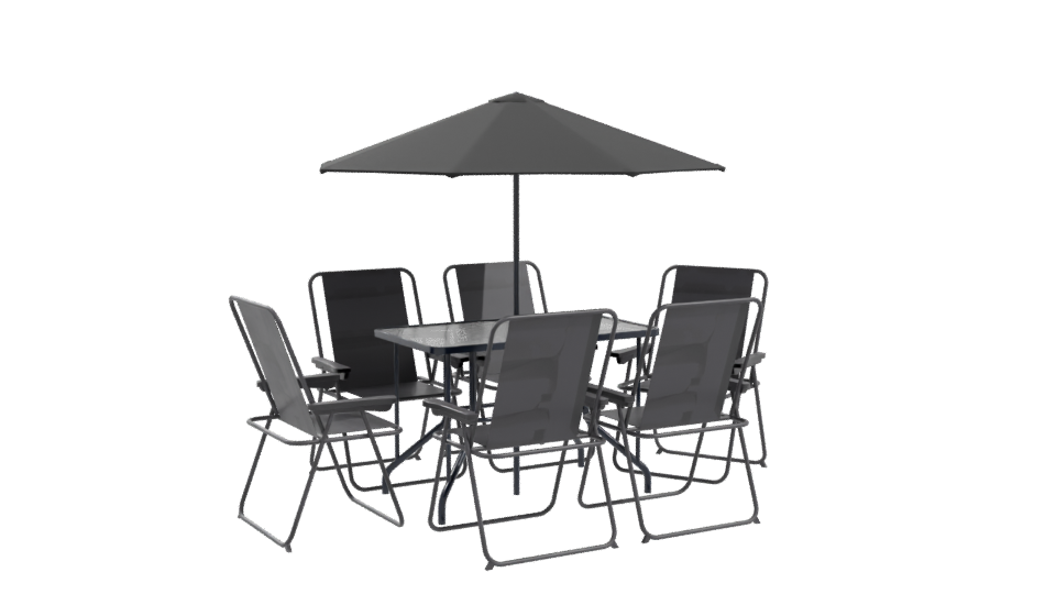 Stylish Outdoor Dining Set with Umbrella 3D Model - Professional 3D Model Render 10