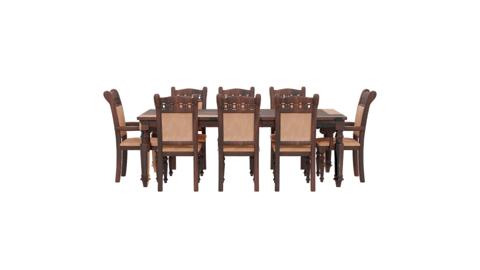 Elegant Wooden Dining Table Set - Professional 3D Model Render 5