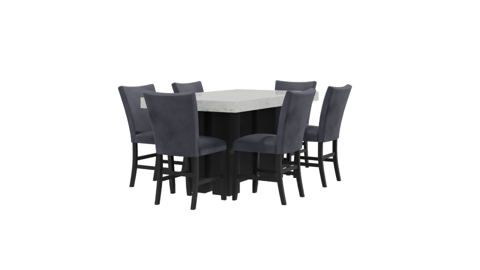 Elegant Rectangular Dining Table Set - Professional 3D Model Render 9