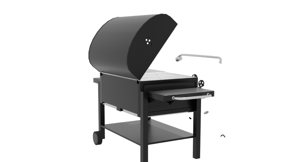 Stylish Outdoor Charcoal Grill 3D Model - Professional 3D Model Render 7