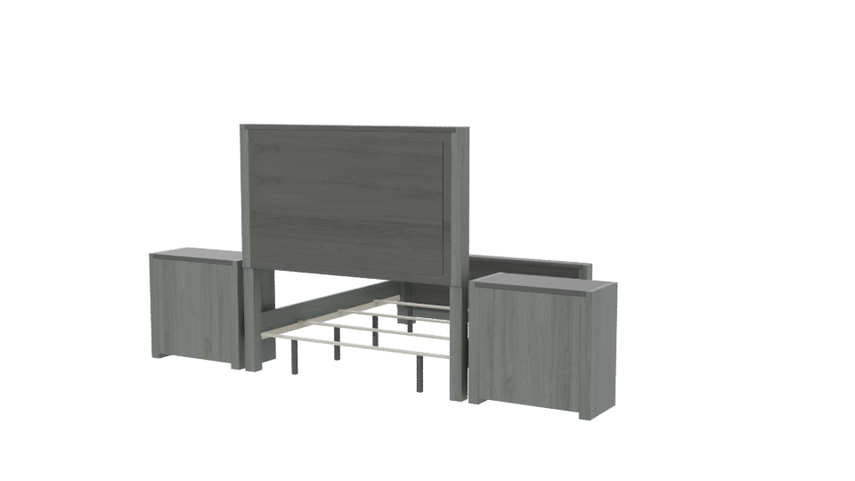 Stylish Modern Upholstered Bed Frame with Nightstands - Professional 3D Model Render 6