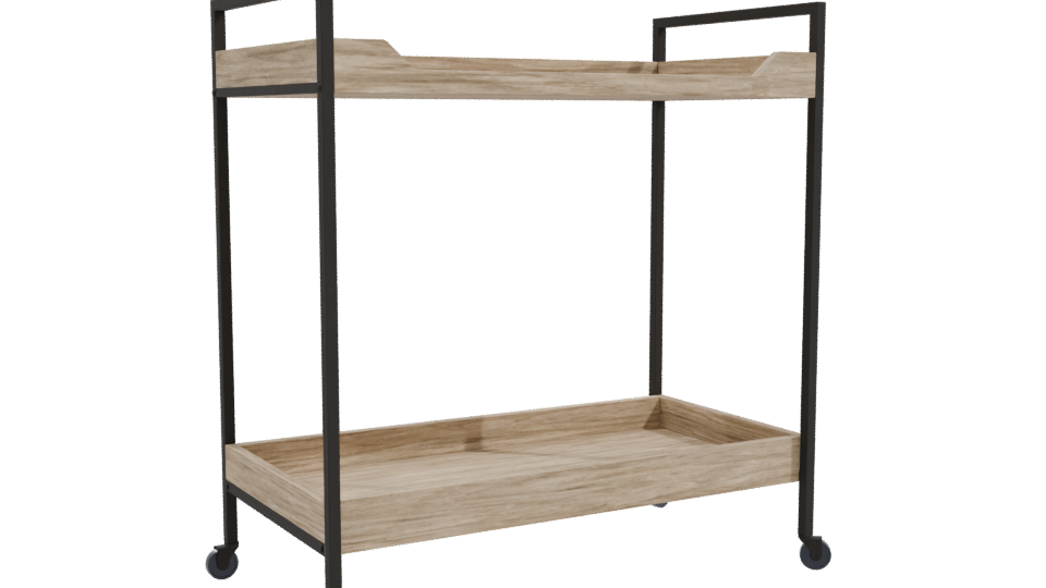 Stylish Wooden Serving Cart 3D - Professional 3D Model Render 10