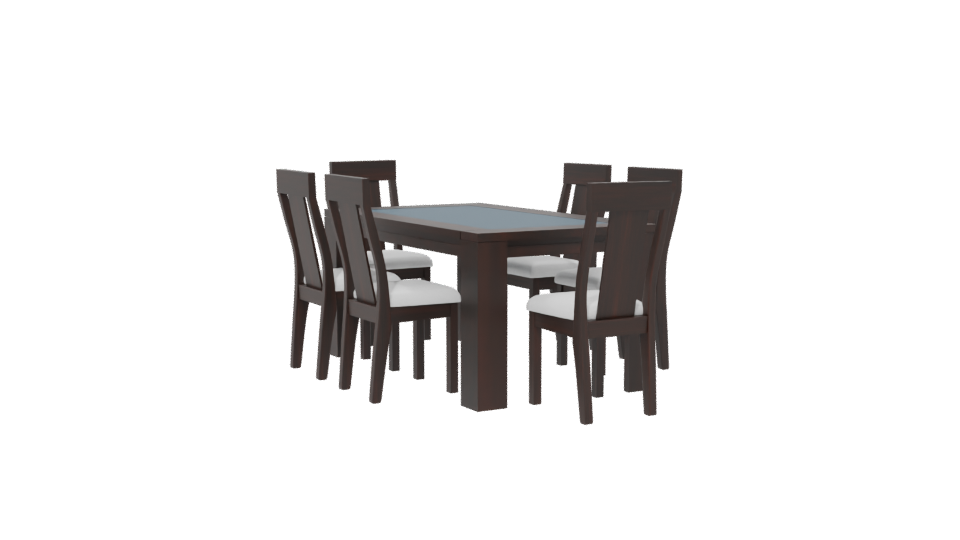 Elegant Modern Wooden Dining Table with Chairs - Professional 3D Model Render 13