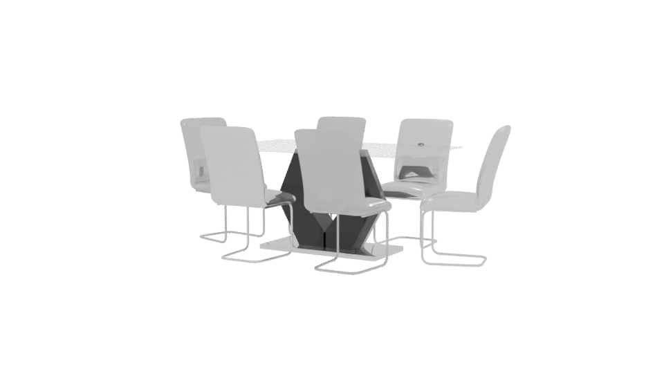Contemporary Glass Dining Table Set - Professional 3D Model Render 12