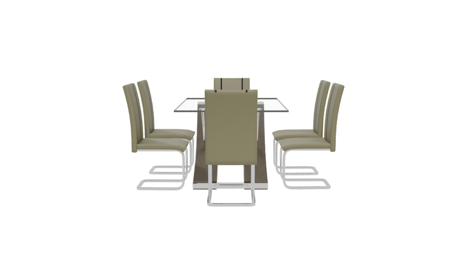 Modern Glass Dining Table Set - Professional 3D Model Render 5
