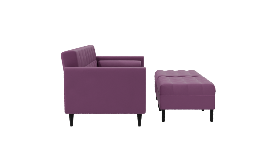 Retro Sofa with Poufs 3D Model - Professional 3D Model Render 8