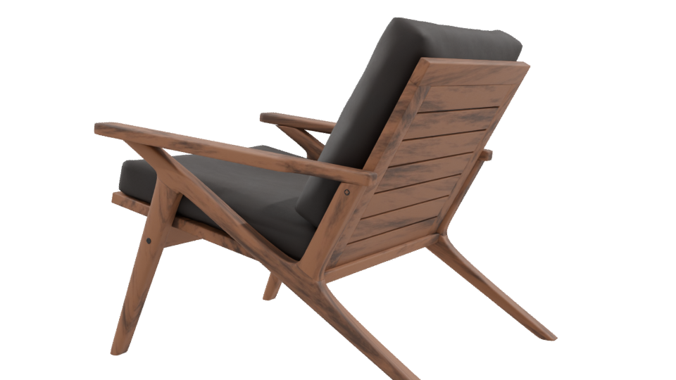 Stylish Wooden Lounge Chair 3D - Professional 3D Model Render 9