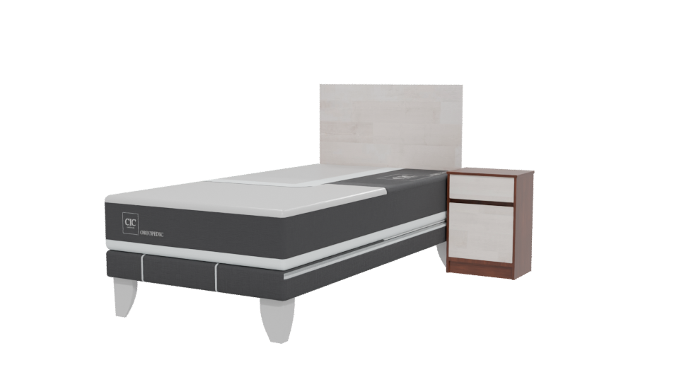 Stylish Minimalist Bed with Nightstand 3D Model - Professional 3D Model Render 12