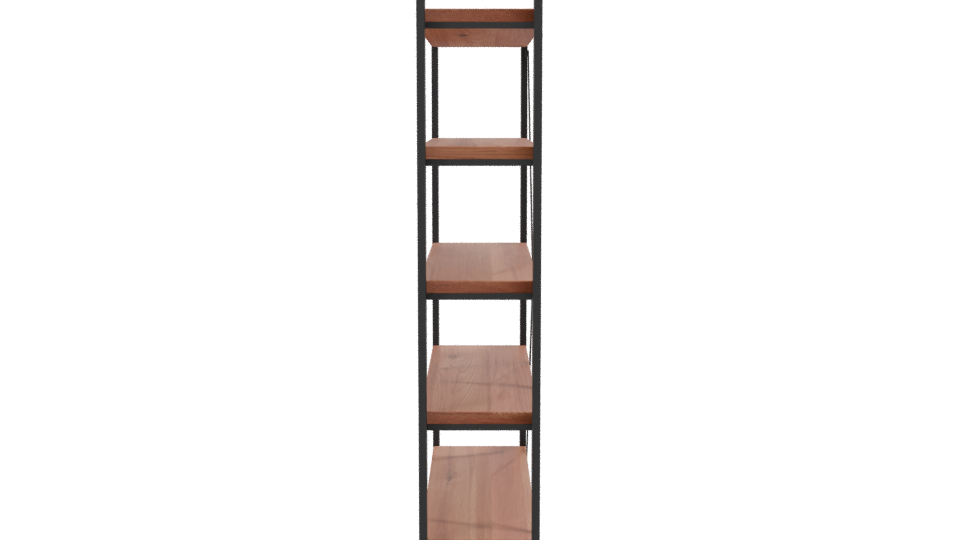 Industrial Style Wooden Shelving Unit - Professional 3D Model Render 2